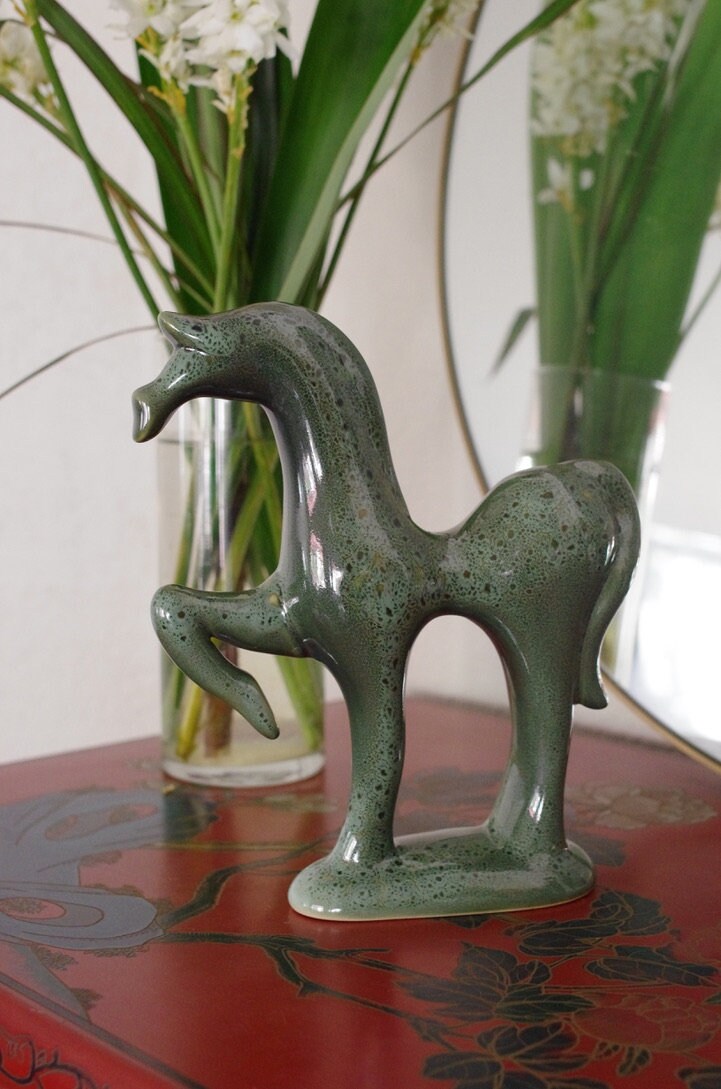 Green Horse Statue, Horse Figurine, Spartan Horse, Greek Horse, Horse