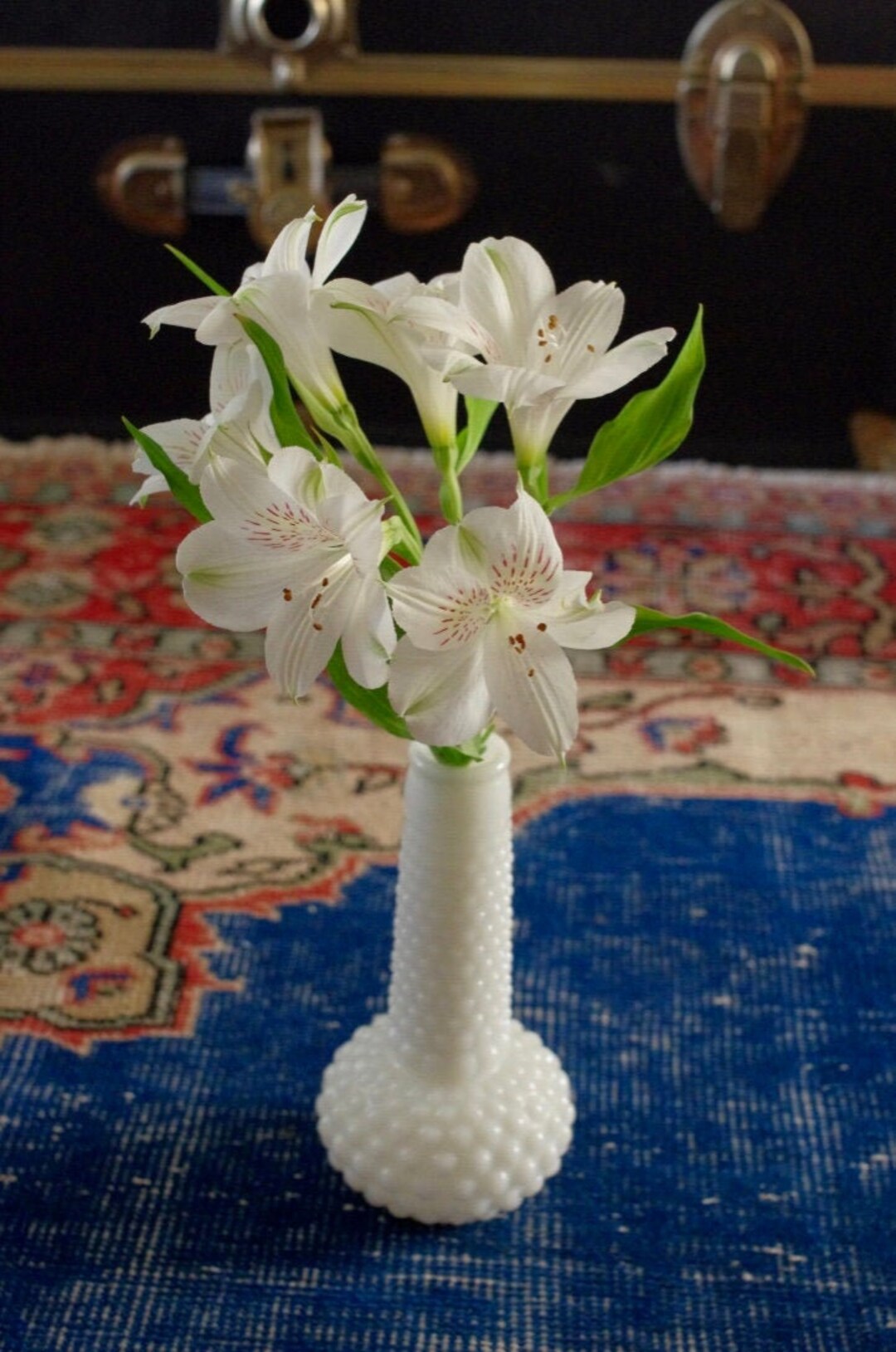 Vintage White Milk Glass Hobnob Vase Victorian Decor Etsy