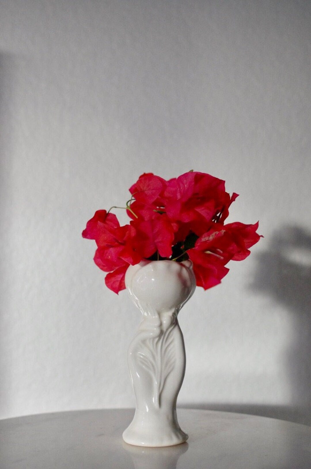 Vintage White Ceramic Hand Holding Flower Vase, Hand Vase, Flower