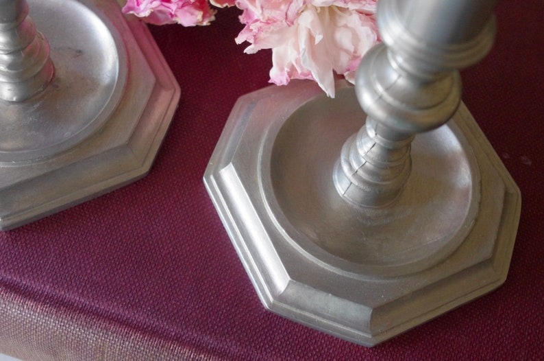 Pair of Vintage Pewter Skinny Candlestick Holders Thin Candle Etsy
