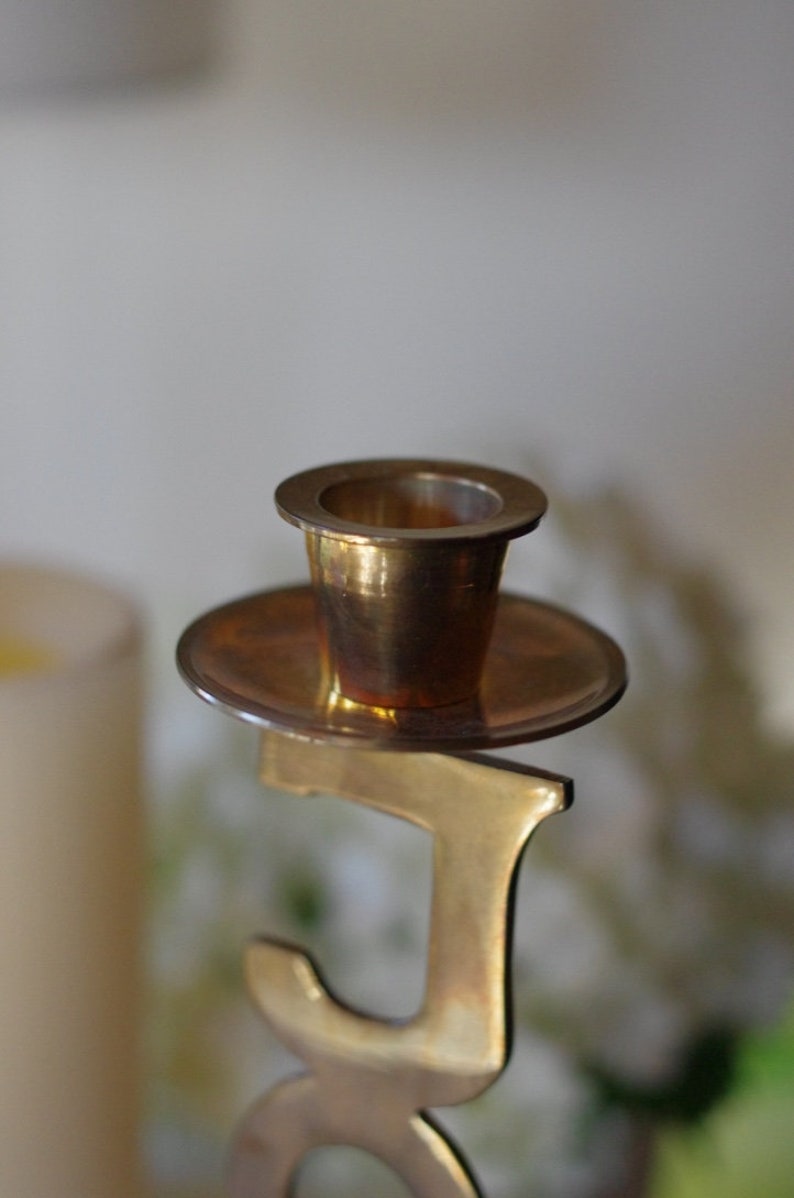 Vintage Brass Joy Candlestick Holder Joy Candle Holder by Etsy
