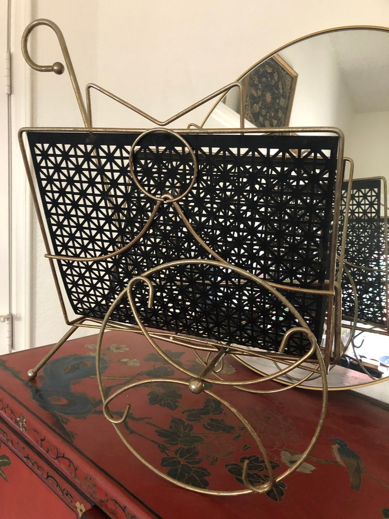 Mid Century Modern Rolling Magazine Rack MCM Magazine Holder Etsy