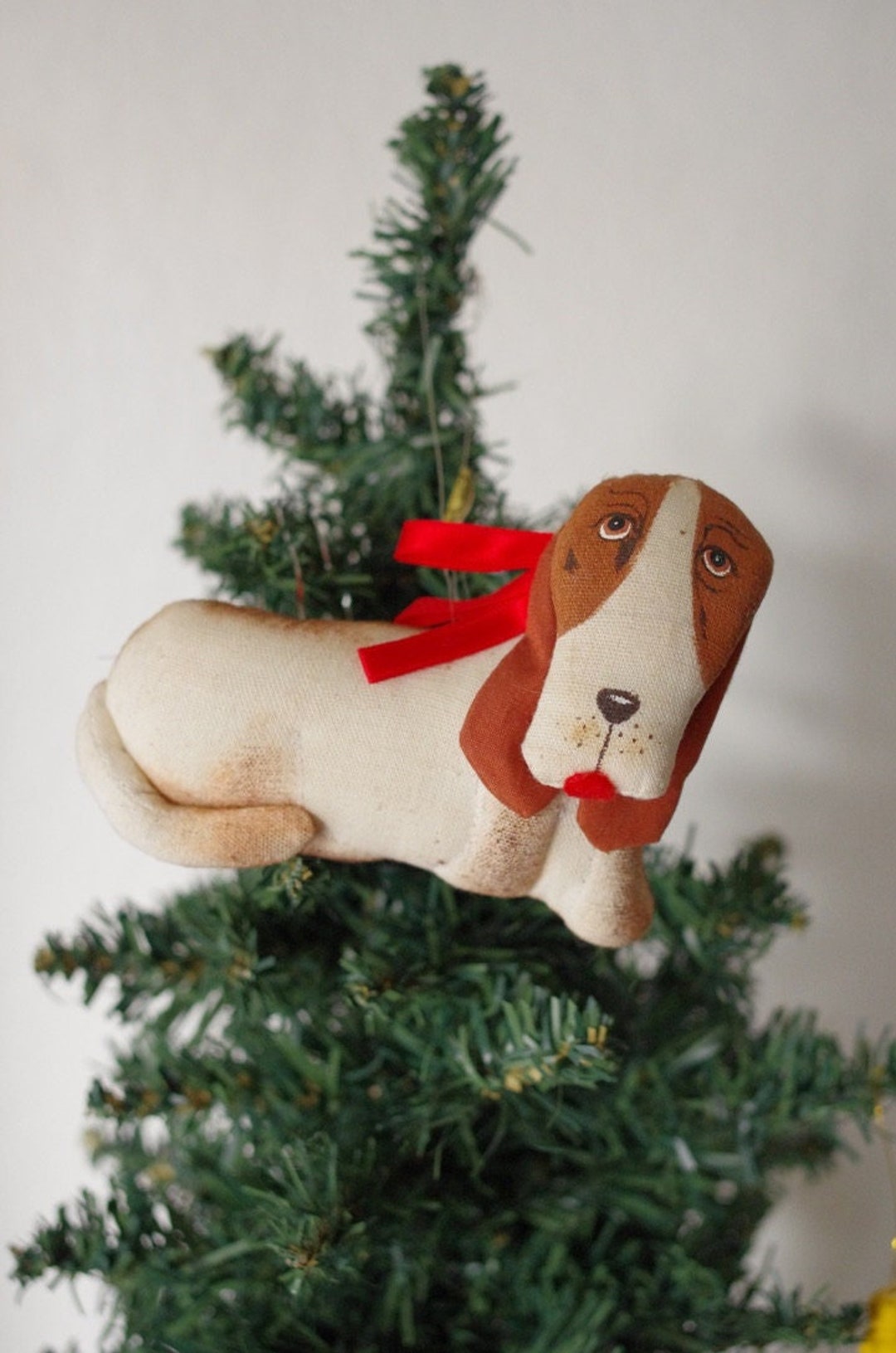 Vintage Dog Christmas Tree Ornament, Cloth Tree Ornament, Basset Hound Ornament Etsy