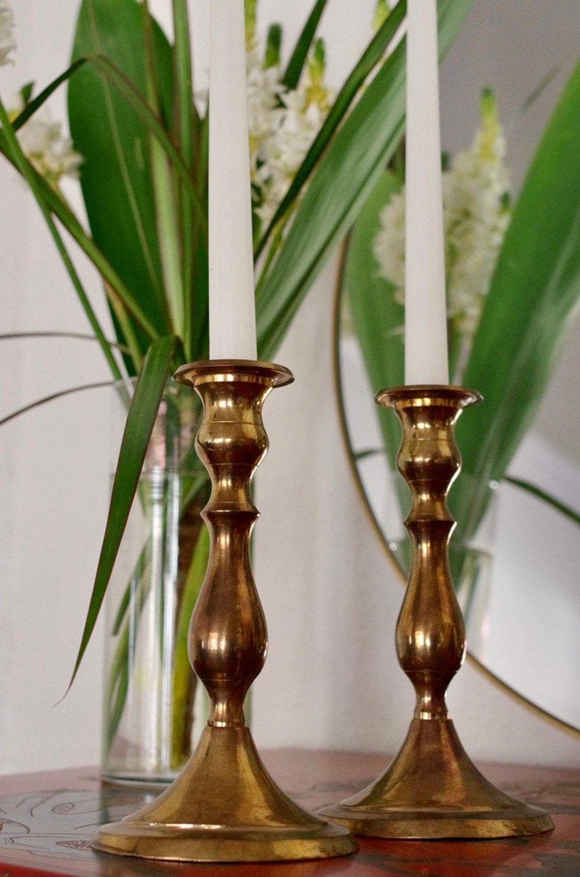 Medium Vintage Brass Candlestick Holders Brass Candle Etsy