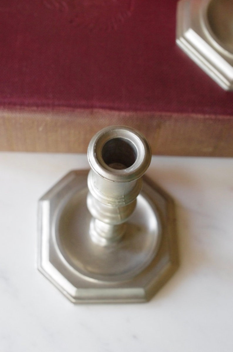 Pair of Vintage Pewter Skinny Candlestick Holders Thin Candle Etsy