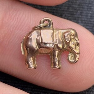Vintage 9k Gold Elephant Charm Pendant