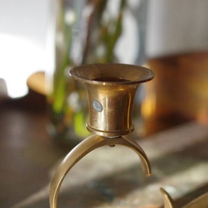 Vintage Brass Candelabra, Brass Candle Holder, 4 Candlestick Holder Centerpiece image 10