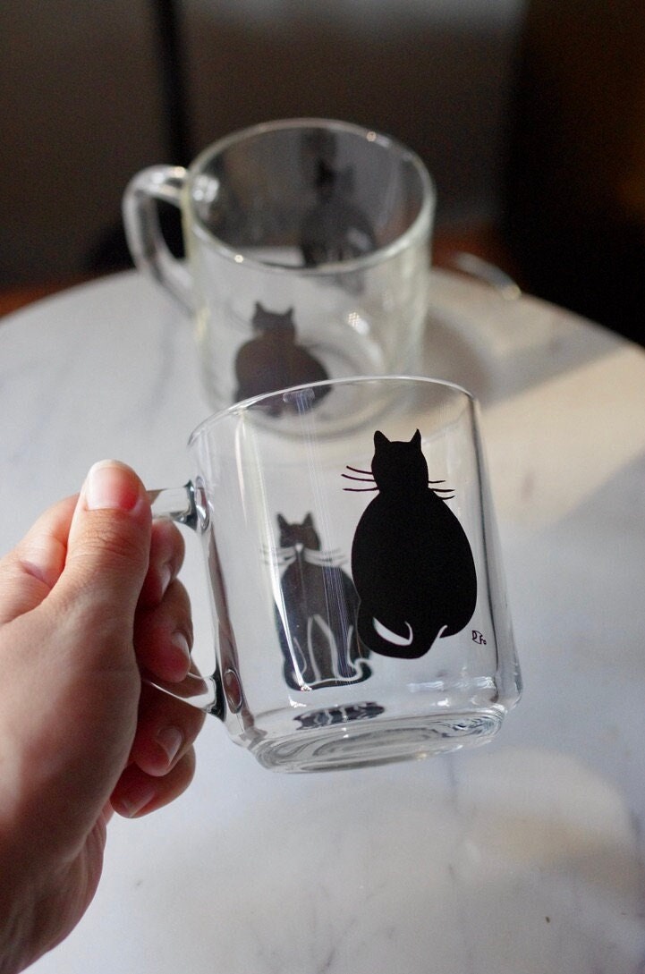 Lily Anne Boutique Cute Glass Drinking Cups - Cat