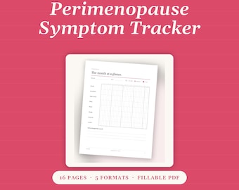 Symptom-Tracker für die Perimenopause (druckbares, ausfüllbares PDF) | Tagebuch zu Wechseljahreszyklus und Hormonen | Tagebuch zu Hitzewallungen während der Periode | GoodNotes A4 A5