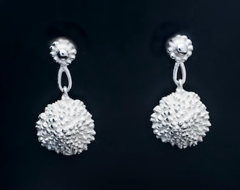 Artisan sterling silver dangles - Modern silver earrings - Nature inspired drop earrings