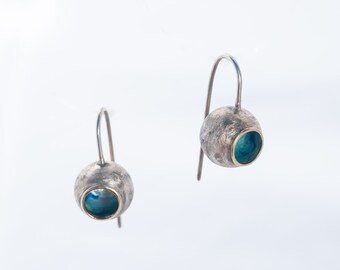 Sterling silver dangle Earrings - Blue dangles - Round earrings - Marina Collection
