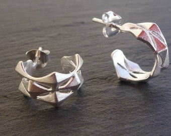 Small Geometric Sterling Silver Earring Hoops