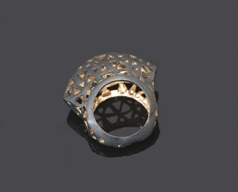 Geometric Sterling Silver Ring Handmade Statement Ring Etsy Canada