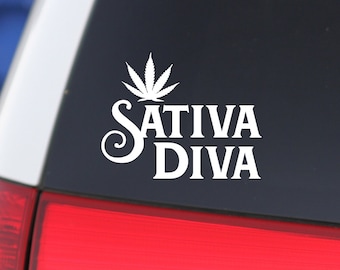 Sativa Diva, For Your Car, For Your Laptop, Marijuana Decal