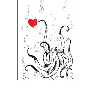 I Love Octopus, Octopus Art, Art Print, Cute Octopus, Home Decor, Octopus, Octopus Print, Housewarming Gift, Ocean Lover, Beach & Tropical