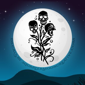 Car Decal, Skulls, Skull Bouquet, Skull Flowers, Human Skull, Halloween Sticker, Oddities, Skull Decal, Skull Art, Beautiful Skull