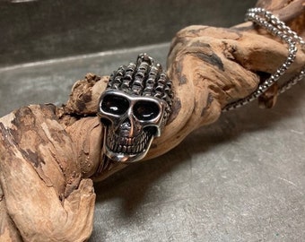 Skull, Stainless Steel, Steel Skull Necklace, Skull Jewelry, Jewelry for Him, Punk Necklace, Biker Jewelry