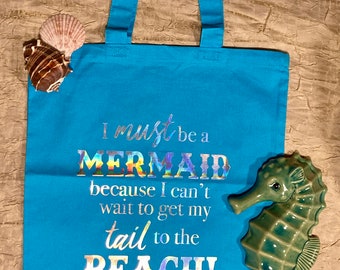 Grocery Tote, tote bag, Ocean Theme, Dad Joke, Puns, Everyday tote, Gift for her, Ocean Pun, Mermaid, Mermaid Gift