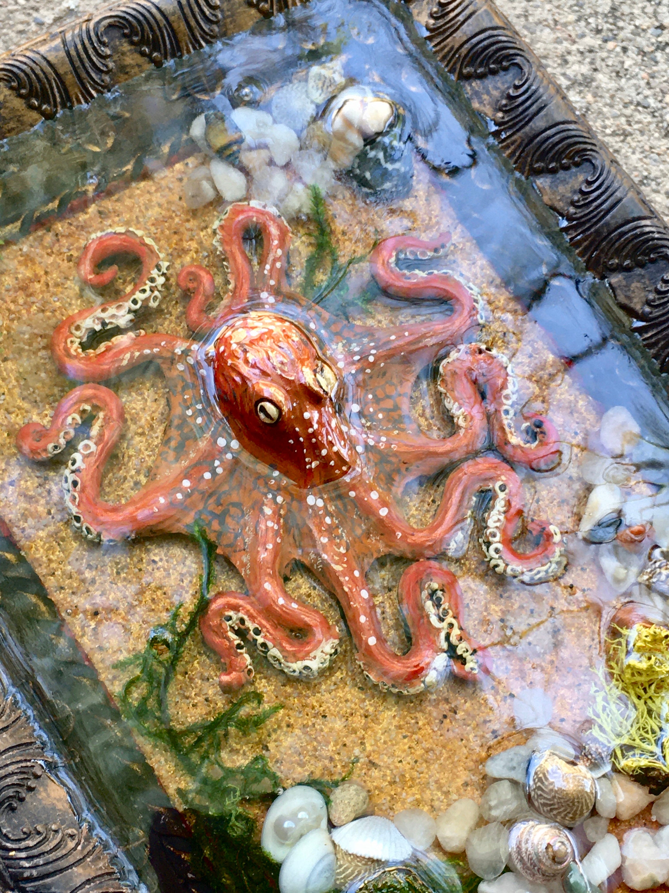 Octopus Sculpture, Ocean Art, Resin Art, Octopus Art, Handmade Art