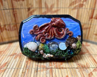 Octopus Sculpture, Mini Art,  mermaidcore, Octopus Art, Handmade Art, Home Decor, Housewarming Gift, Tentacles, Ocean Art, octopus in water