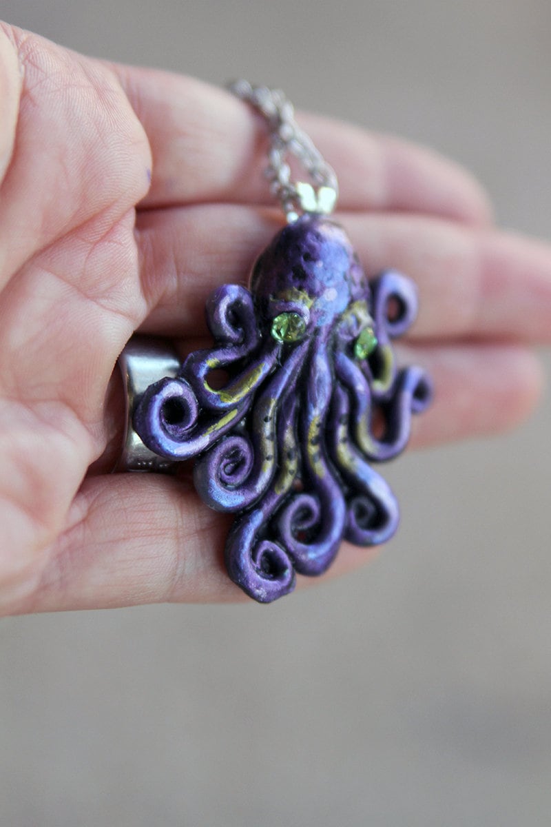Octopus Necklace, Tentacles, Mermaid Pendant, Resin Necklace Octopus Necklace, Tentacles, Mermaid Pendant, Resin Necklace
