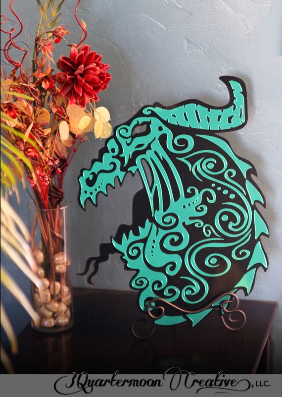 LARGE Cast Acrylic Laser Cut Dragon Plaque Art Original Etsy