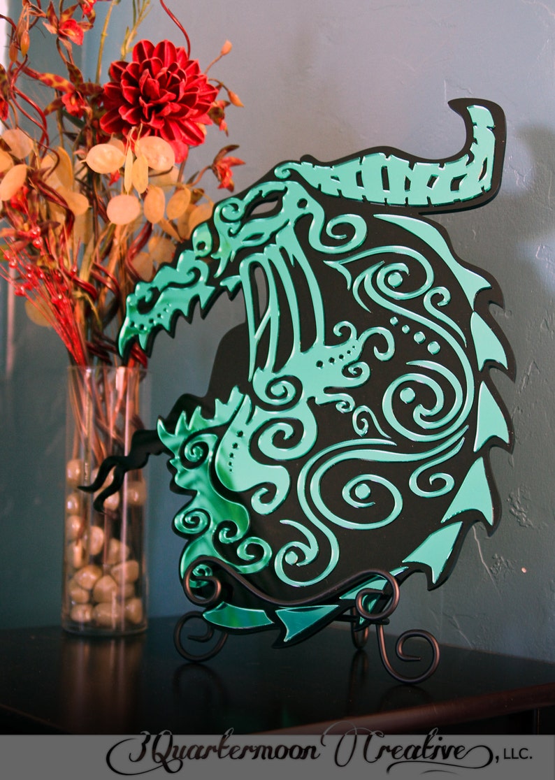LARGE Cast Acrylic Laser Cut Dragon Plaque Art Original Etsy
