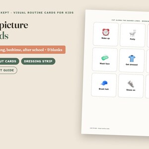 Visual Schedule for Kids, Daily Routine Chart Printable, 36 Picture Cards, Morning Bedtime After School, ADHD Autism Friendly, Letter + A4 bild 3