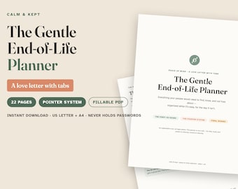 End of Life Planner Printable, Final Wishes, Emergency Binder, Just in Case Planner, Important Documents Organizer, Fillable PDF, Letter A4