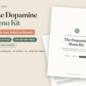 Menu dopaminy do druku, zestaw menu dopaminy ADHD w formacie PDF, 3 style + ekran blokady telefonu + menu przy niskim poziomie baterii, szablon Dopamenu, samoopieka w ADHD zdjęcie 1