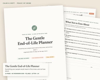 Planer für das Lebensende zum Ausdrucken, Letzte Wünsche, Notfallordner, Planer für alle Fälle, Organizer für wichtige Dokumente, ausfüllbares PDF, A4-Format
