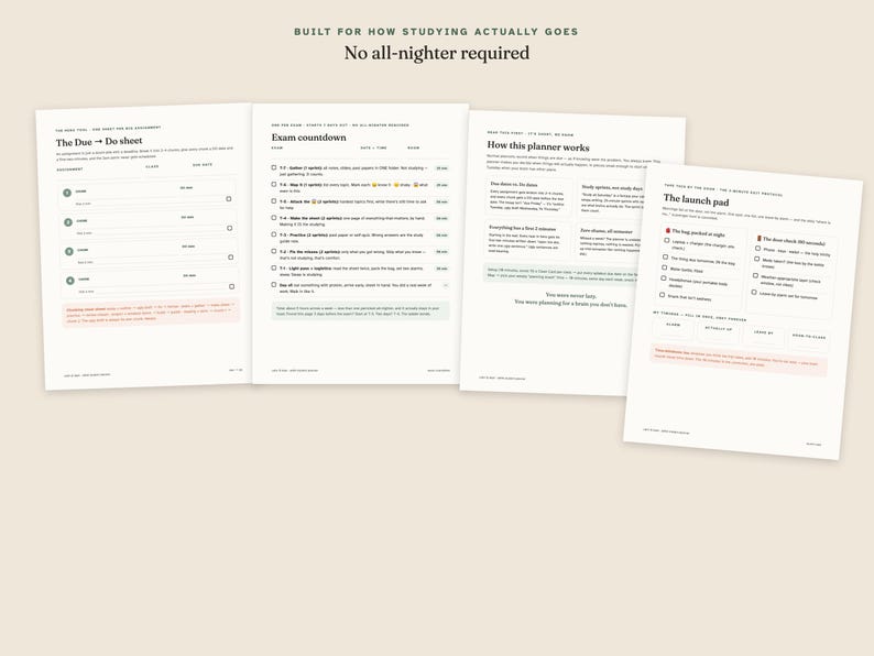 ADHS-Schülerplaner, druckbarer Schülerplaner, System für Abgabetermine und Erledigungen, Lern-Sprint-Protokoll & Prüfungs-Countdown, undatiertes PDF, US Letter + A4 Bild 3