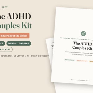 ADHD Couples Kit, ADHD Relationship Workbook, Mental Load Map, Weekly Check In Template, Nag Free Reminders, ADHD Marriage Printable image 1