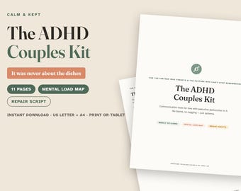 ADHD Couples Kit, ADHD Relationship Workbook, Mental Load Map, Weekly Check In Template, Nag Free Reminders, ADHD Marriage Printable