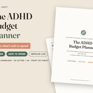 ADHD Budget Planner, Budget Planner Printable, Safe to Spend System, Bill Tracker, Impulse Spending Log, Debt Snowball, Money Planner, A4 image 1