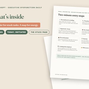Executive Dysfunction Daily Planner, ADHD Task Initiation System, Body Doubling & Energy Day Map, Undated Printable PDF, US Letter + A4 image 2