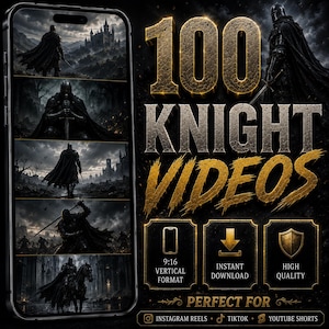100 video di cavalieri / Pacchetto video di cavalieri medievali per TikTok, Reels e YouTube Shorts