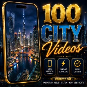 100 stadsvideor | Videopaket med urbana resor och stadslandskap för TikTok, Reels YouTube-shorts