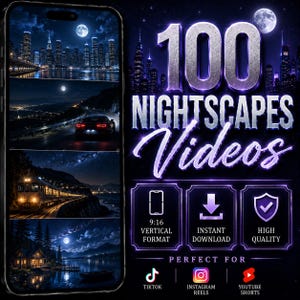 100 Nachtlandschaftsvideos | Nachtlandschafts-Videopaket für TikTok, Reels & YouTube Shorts