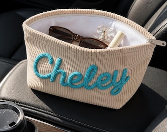 Personalisierte Auto-Organizer-Tasche, Cordbeutel mit individuellem Namen, süßes Auto-Accessoire für Frauen, Aufbewahrung für die Mittelkonsole, Geschenk für Fahranfänger
