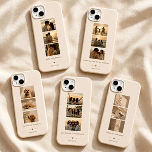 Custom Photo Phone Case, Personalized 3 Photo Collage with Text & Date, MagSafe iPhone Cover, Couple Family Pet Gift, Anniversary Keepsake