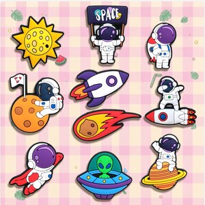 Space Astronaut Shoe Charms Set, Cute Rocket Alien PVC Charms, Galaxy Shoe Accessories for Clogs, Sandals, Backpack, Fun Gift