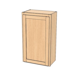 May include: A light-colored wooden cabinet with a single door. The cabinet has a rectangular shape and a simple design, suitable for storage. The wood grain is visible, adding texture to the surface.