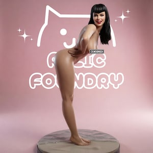 Bettie Page STL-fil för 3D-utskrift, Pin Up Beach Girl-staty, Vintage kvinnlig samlarmodell i 3D