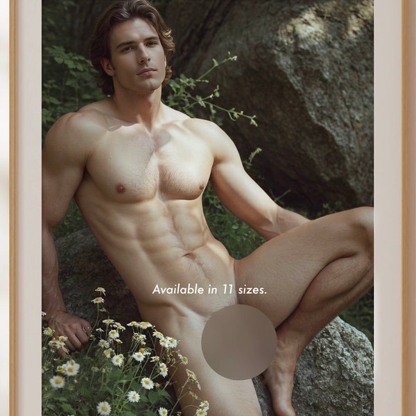 Photo de bite en extérieur, bel homme musclé montrant son pénis dans les bois, photographie d'hommes nus, bodybuilder athlétique, photo d'homme gay sexy