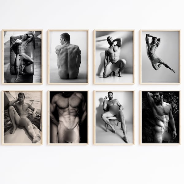 Male Nude Photo Wall Art, Full Nude Pictures of Hung & Handsome Models, Digital File for Sexy Bathroom or Bedroom Decor, Classy Erotica