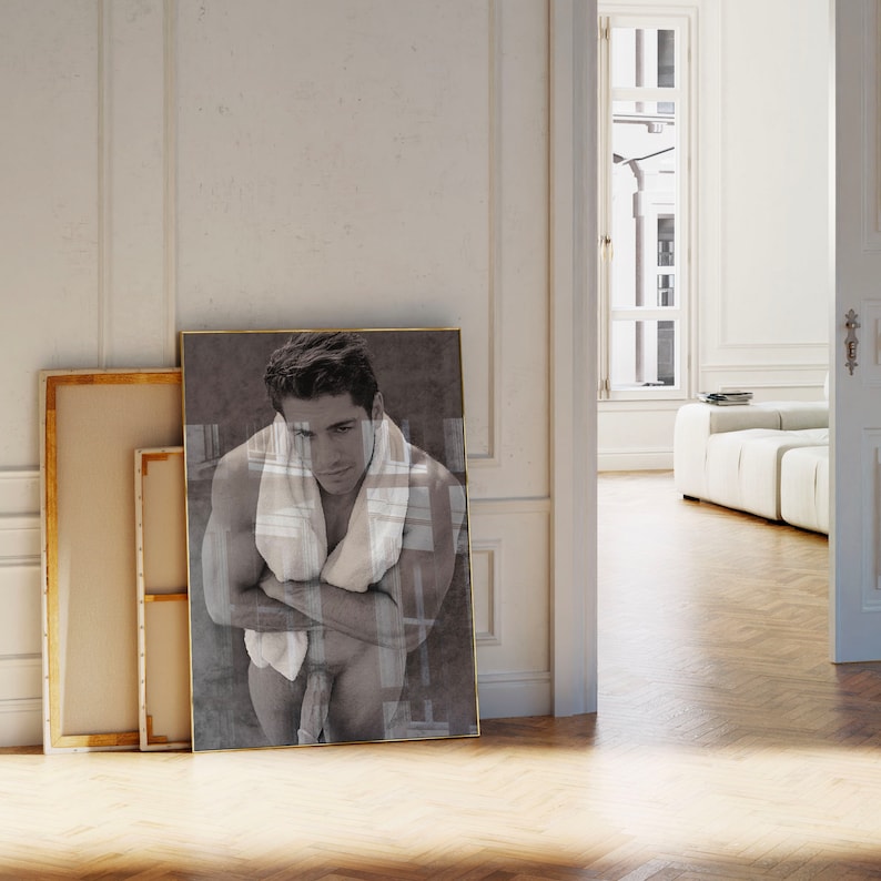 Male Nude Photo Showing Erection, Full Frontal Nudity, Classic Physique Pictorial Style