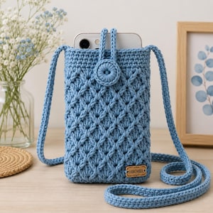 Crochet Phone Pouch, Crochet Smartphone Bag Pattern pdf, Textured Decorative Crochet Bag, Handmade Gift Idea for Crocheters