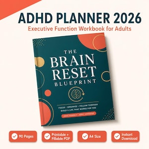 Caderno de Exercícios para TDAH para Imprimir 2026, Caderno de Exercícios de Função Executiva para Adultos, Planejador para Neurodivergentes, Caderno de Exercícios para Recuperação de Burnout, Planejador para Imprimir