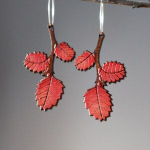 Autumn Leaf Earrings, Red Autumn Leaves, Tasmanian Native Plants, Deciduous Beech, Fagus Earrings, Tasmania image 6